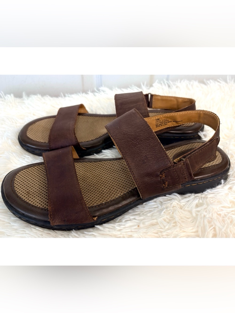 BOC Born Dark Brown Leather Slingback Velcro Sandals Size 10